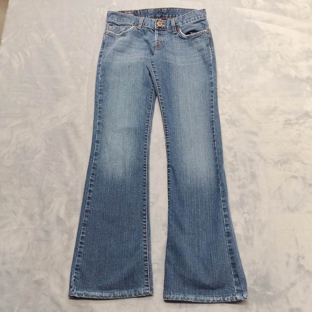 Lucky Brand Jeans Women 4 Blue Lil Aztec Bootcut Flared Y2K Low Rise Made In USA